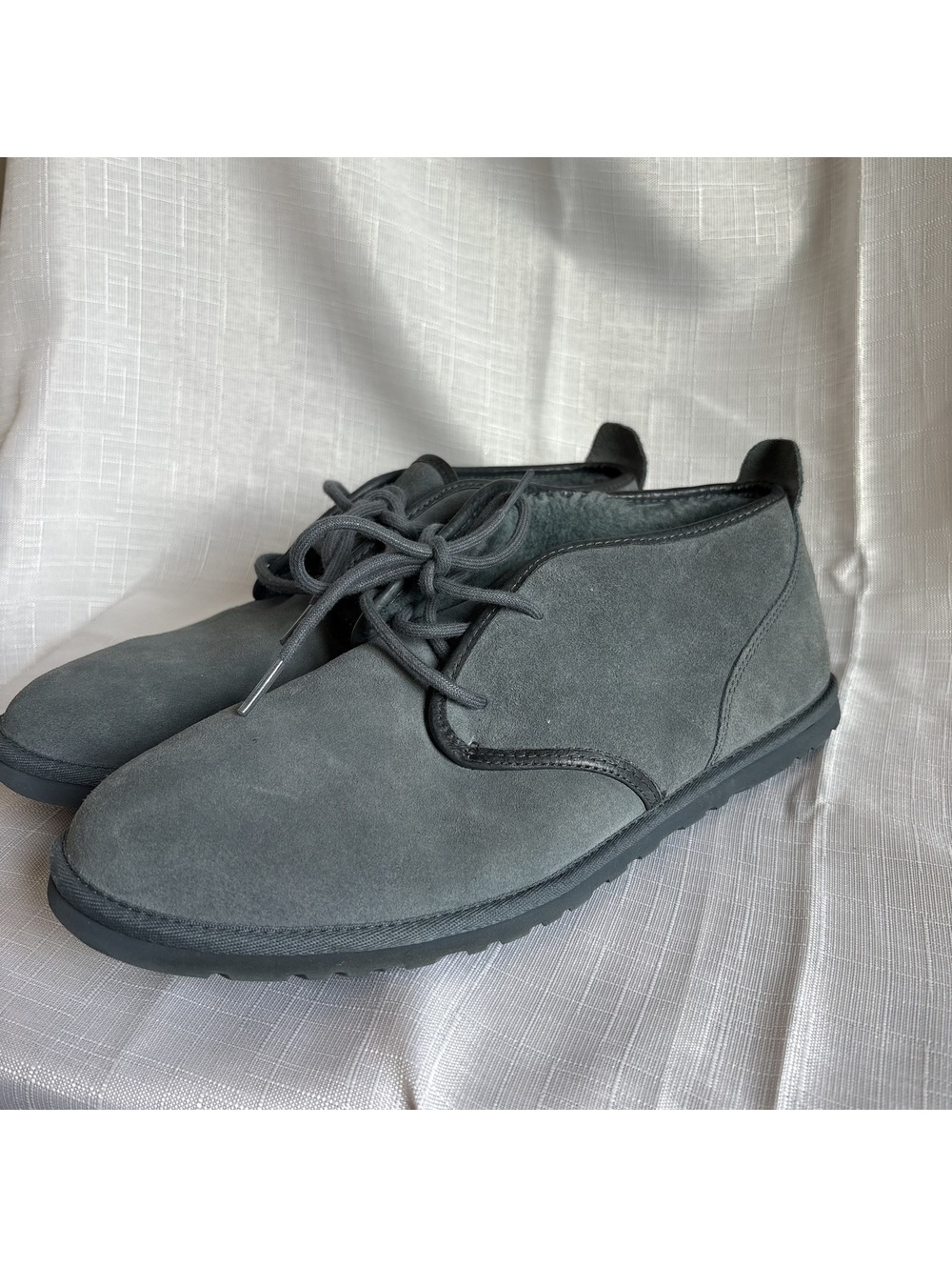 UGG Neumel Charcoal Grey Suede Shearling Boots Mens Size 11 Chukka 1016680